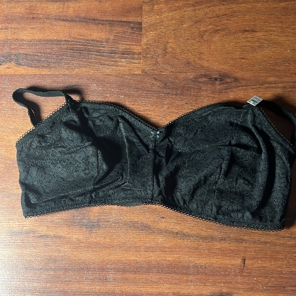 VS Pink black lace wink unlined scoop bralette Large DD lacey stretchy - Picture 5 of 11